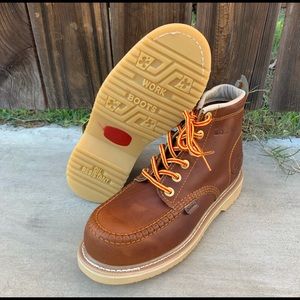 Men's STEEL TOE Work Construction Boots lace-up Leather Strong Soles Bota J01